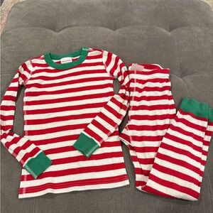 Hanna Andersson Red and White Striped Pajama Set with Green Accents